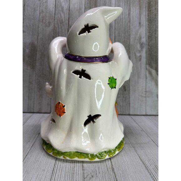 Vtg Fiber Optic Ceramic Ghost 10” Tall Color Changing Halloween Decor 3AAA Works - Picture 6 of 13